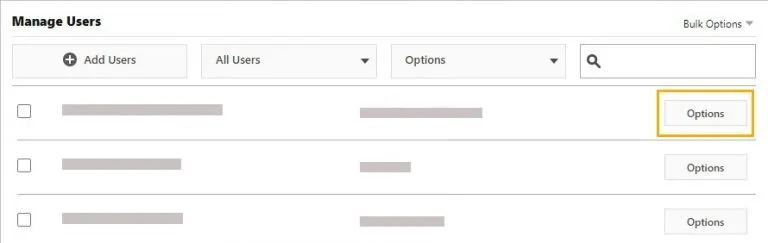 Tùy chọn Options để xem chi tiết tài khoản hoặc tháo bỏ người dùng Minitab