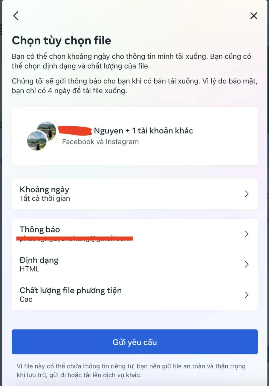 Tùy chọn phạm vi ngày, định dạng HTML và chất lượng file cao khi tải dữ liệu Facebook