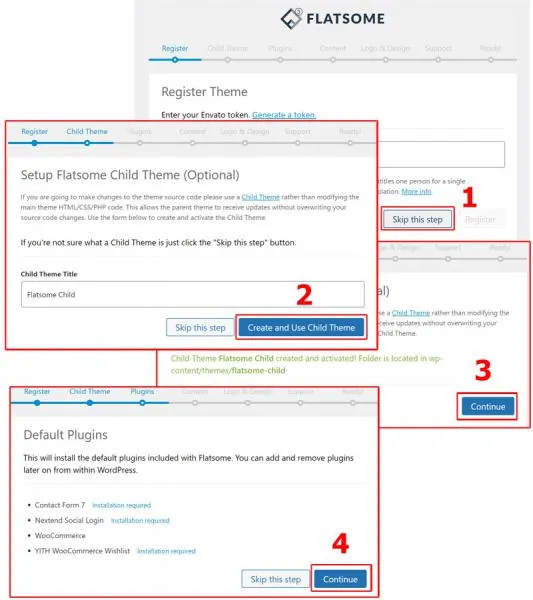 Tùy chọn tạo Child Theme trong quá trình cài đặt Flatsome