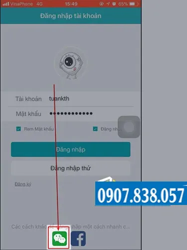 Tùy chọn tạo nhanh tài khoản bằng liên kết với Wechat, ít được khuyến nghị cho người dùng Việt Nam