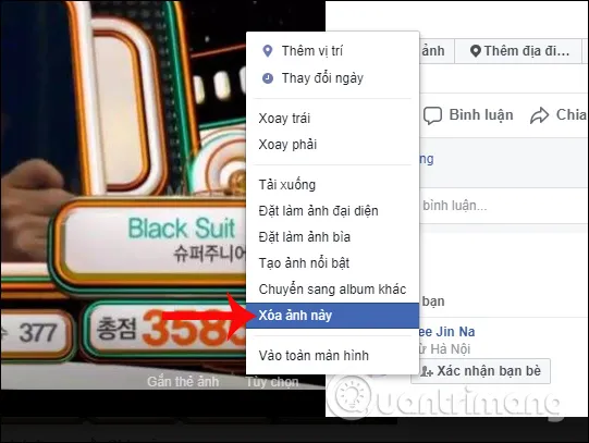 Tùy chọn Xóa ảnh này khi xóa ảnh trong bài đăng nhiều hình trên Facebook