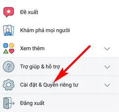 Vào cài đặt và quyền riêng tư