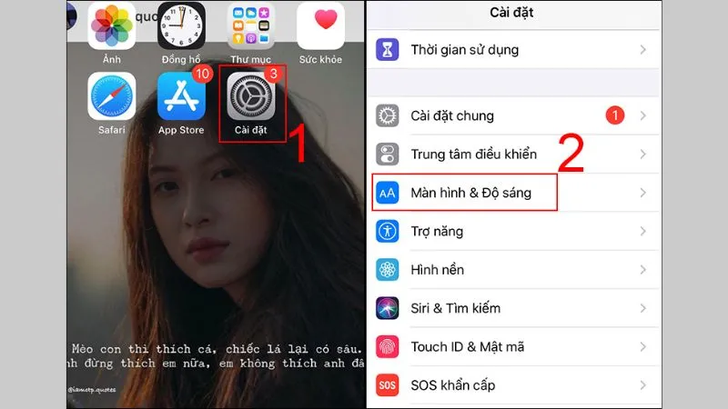 Vào Cỡ chữ trong Màn hình và Độ sáng trên iPhone