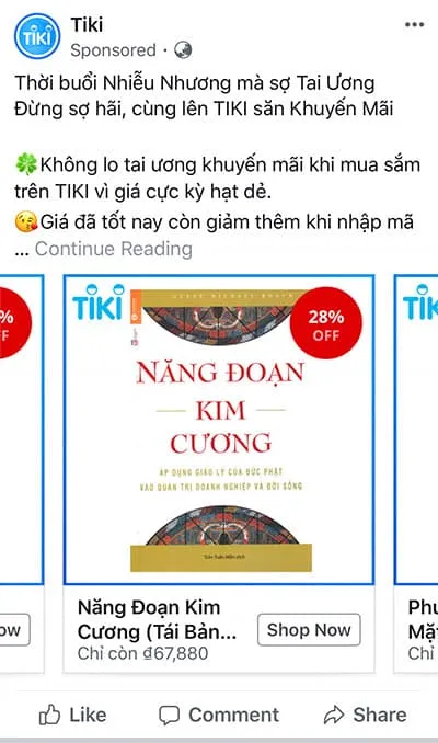 Ví dụ về quảng cáo remarketing hiển thị trên Facebook