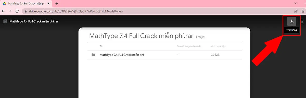 Vị trí nút tải xuống phần mềm MathType để tích hợp vào Word 2010