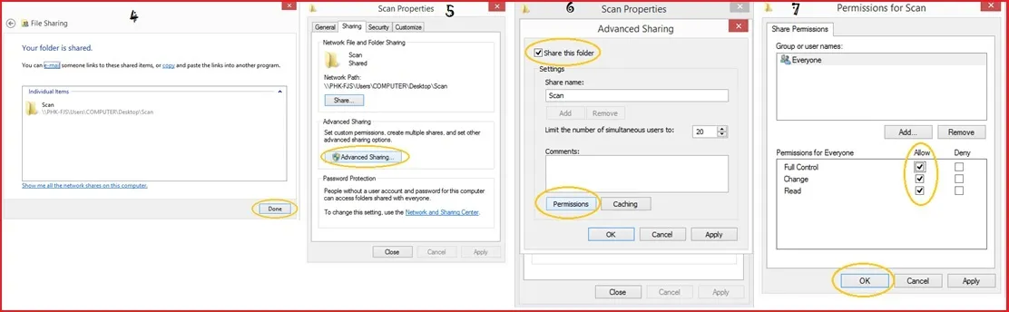 Xác định Network Path của thư mục chia sẻ để cấu hình trên máy photocopy Ricoh
