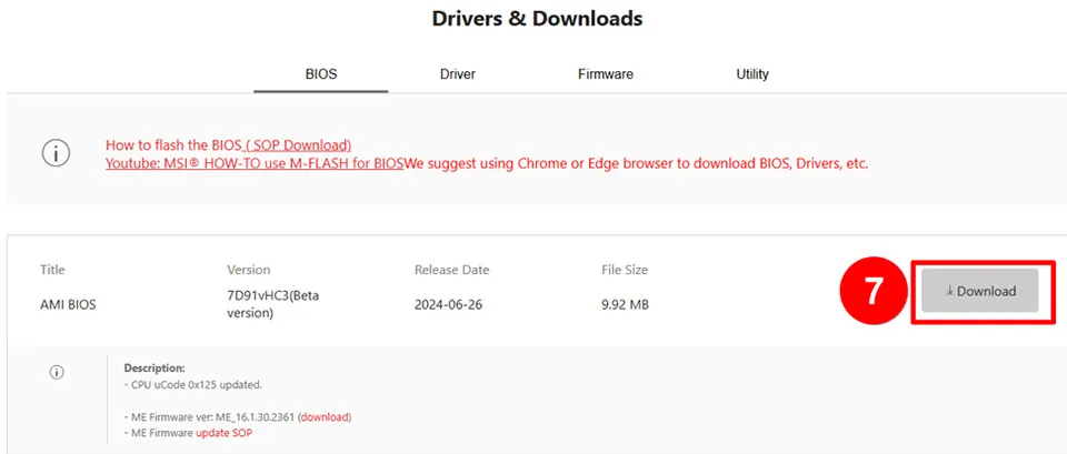 Xác định vị trí tệp BIOS cần thiết và tải xuống