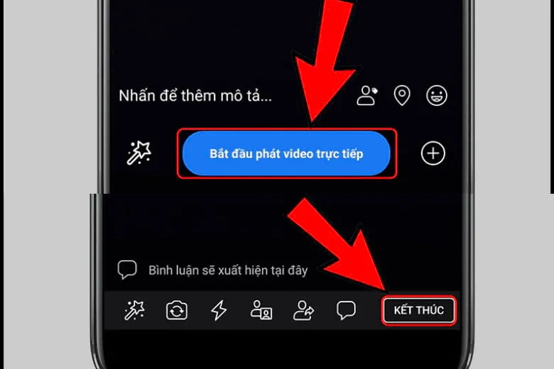 Xác nhận bắt đầu và kết thúc buổi phát trực tiếp trên Facebook bằng điện thoại
