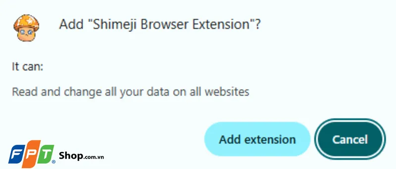 Xác nhận cài đặt tiện ích mở rộng Shimeji