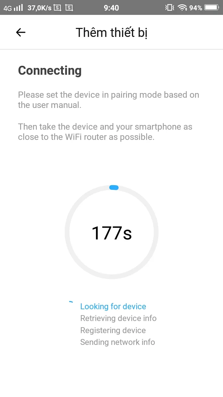 Xác nhận đèn báo hiệu trên thiết bị Sonoff đang nháy đúng trạng thái