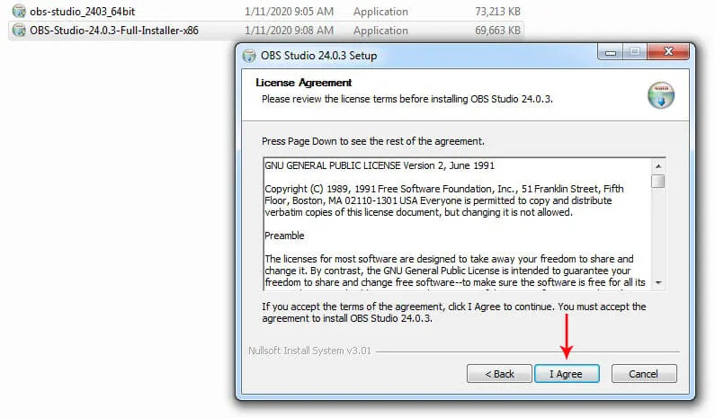 Xác nhận điều khoản cài đặt OBS để chuẩn bị stream game trên Facebook
