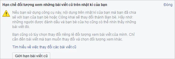 Xác nhận Giới hạn bài viết cũ để ẩn profile facebook một cách toàn diện