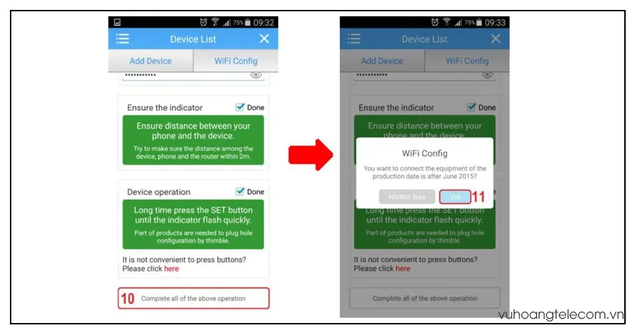 Xác nhận hoàn thành các thao tác trên Xmeye để bắt đầu tìm kiếm thiết bị camera Vantech 6300B