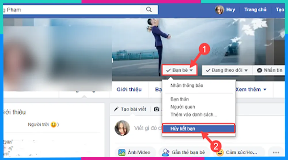 Xác nhận hủy kết bạn Facebook