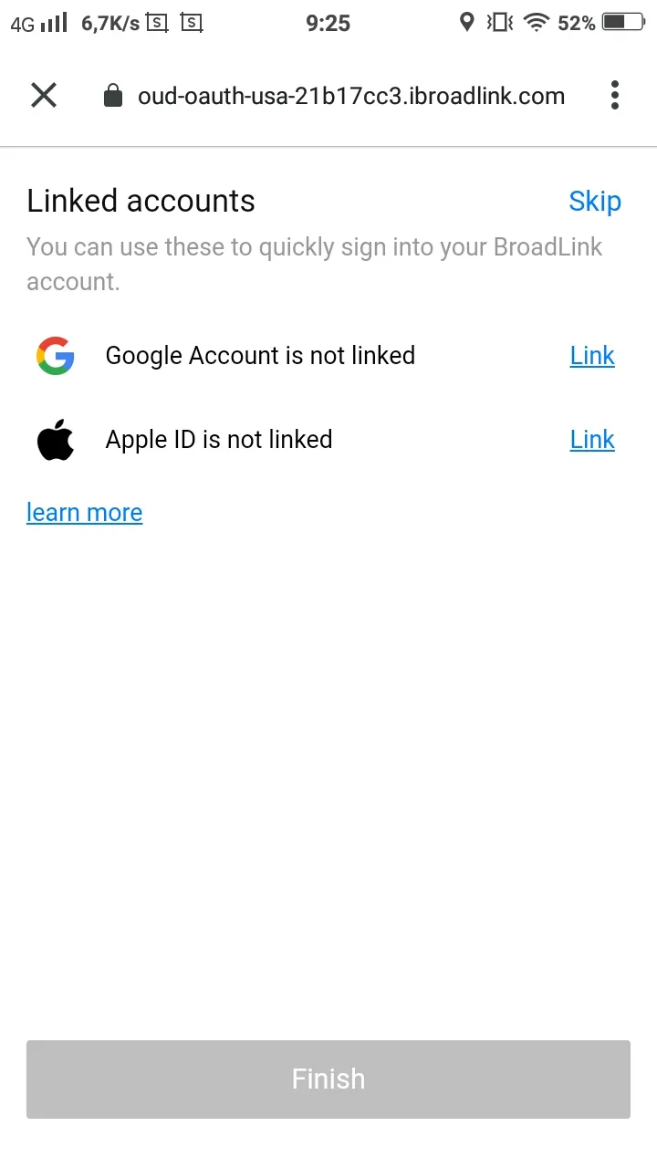 Xác nhận liên kết thành công tài khoản BroadLink với Google Home