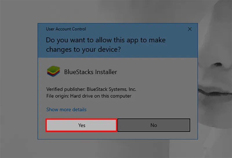 Xác nhận quyền cài đặt BlueStacks