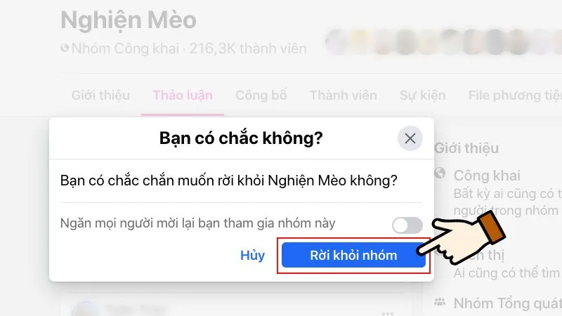 Xác nhận Rời khỏi nhóm