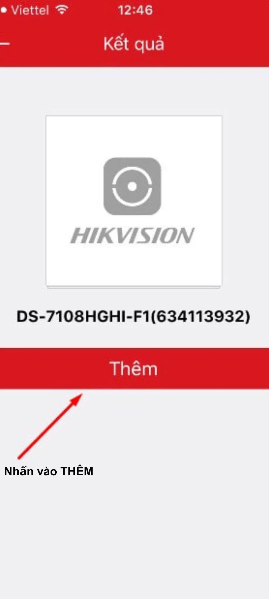 Xác nhận thêm thiết bị vào tài khoản Hik-Connect trên điện thoại