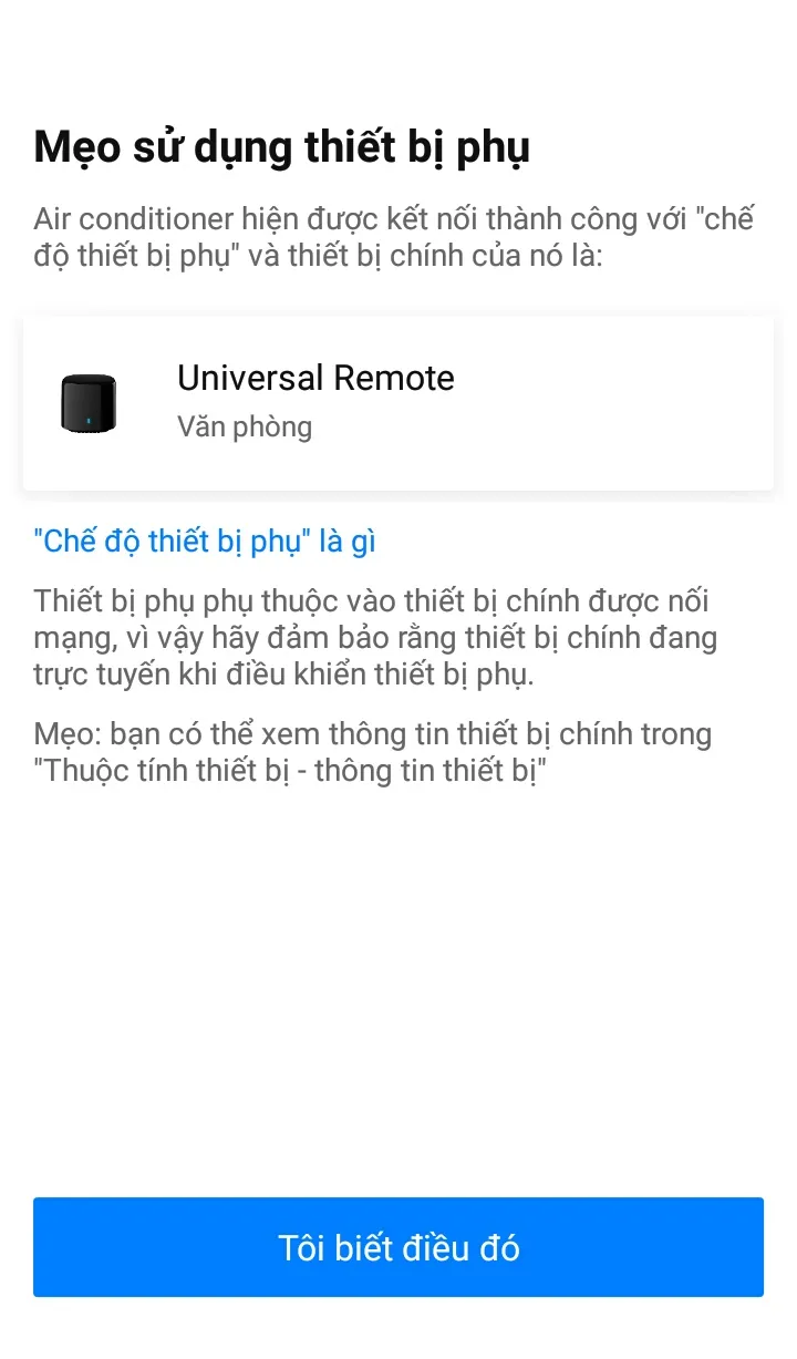 Xác nhận thiết bị điều hòa đã được thêm vào BroadLink