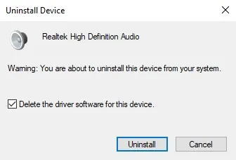 Xác nhận xóa phần mềm driver, tích vào ô Delete the driver software