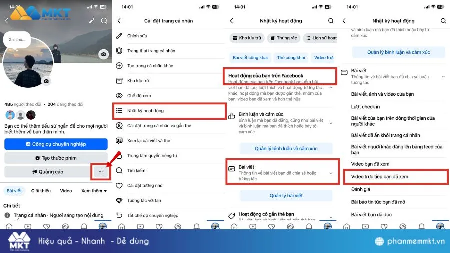Xem lại livestream của người khác trên Facebook thông qua Nhật ký hoạt động chi tiết