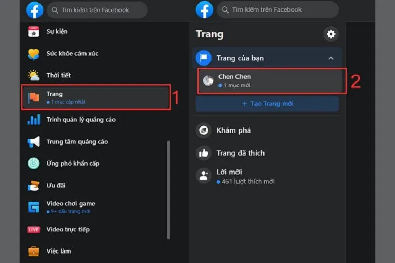 Xóa trực tiếp bài viết trên Fanpage Facebook bước 1