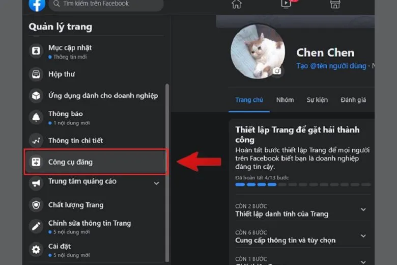 Xóa trực tiếp bài viết trên Fanpage Facebook bước 2