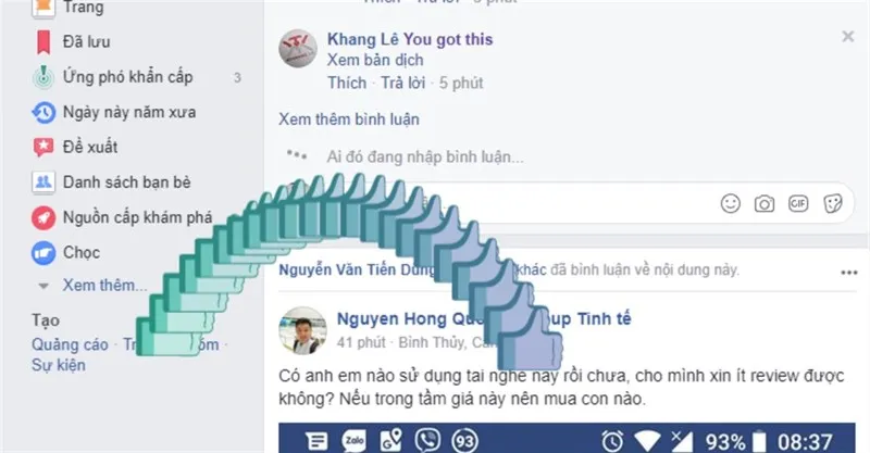 Ảnh chụp màn hình các biểu tượng cảm xúc được tạo trên Facebook