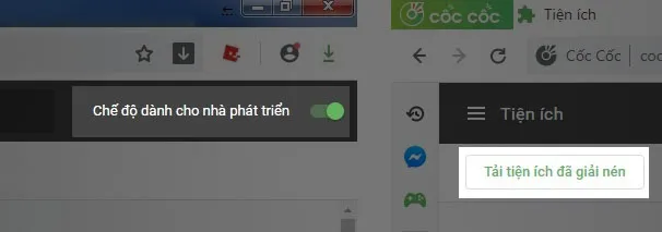 Bật chế độ cho nhà phát triển và chọn Tải tiện ích đã giải nén để cài đặt MonokaiToolkit