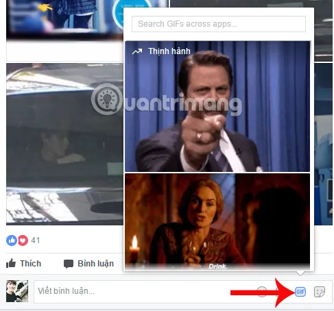 Biểu tượng GIF bình luận Facebook