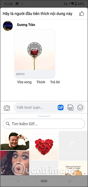 Bình luận trên Facebook Android