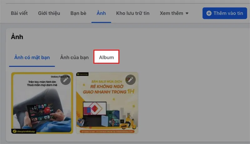 Bước 1: Chọn Album trên máy tính