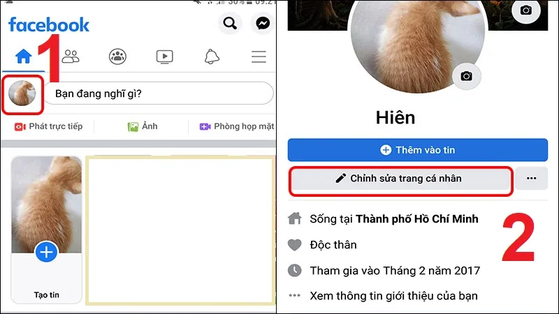 Bước 1 Mobile: Vào trang cá nhân và nhấn chọn Chỉnh sửa trang cá nhân