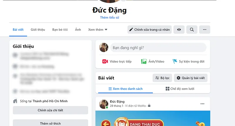 Bước 2 máy tính: Xem trang Facebook với tư cách Công khai trên máy tính