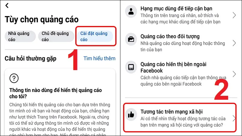 Bước 2 Mobile: Chọn mục Tương tác trên Internet xã hội