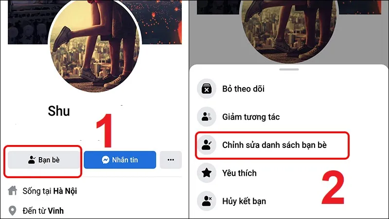 Bước 2 Mobile: Nhấn chọn Bạn bè và chọn Chỉnh sửa danh sách bạn bè