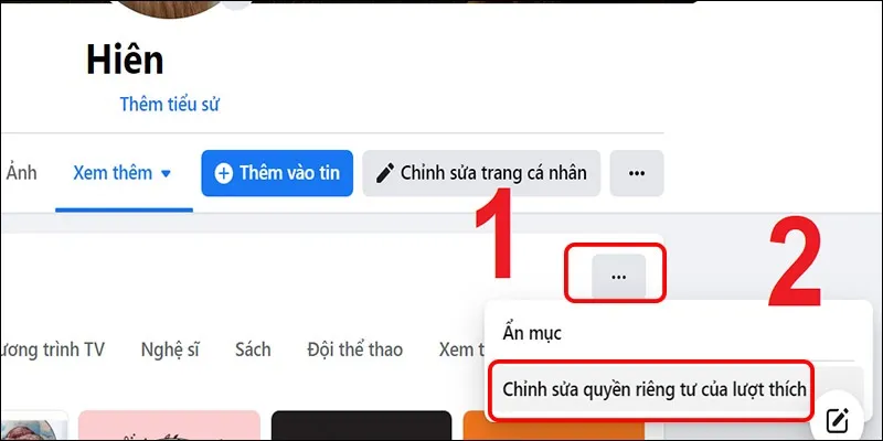 Bước 2 PC: Chọn Chỉnh sửa quyền riêng tư của lượt thích