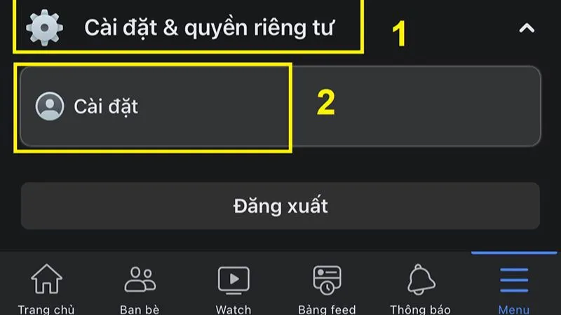 Bước 3 iPhone: Chọn Cài đặt và Quyền riêng tư