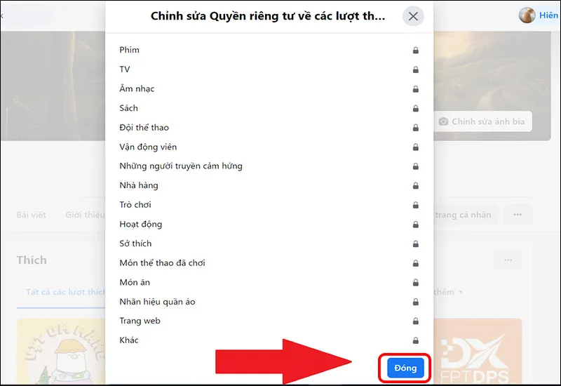 Bước 5 PC: Làm tương tự với các mục khác và chọn Đóng để hoàn tất
