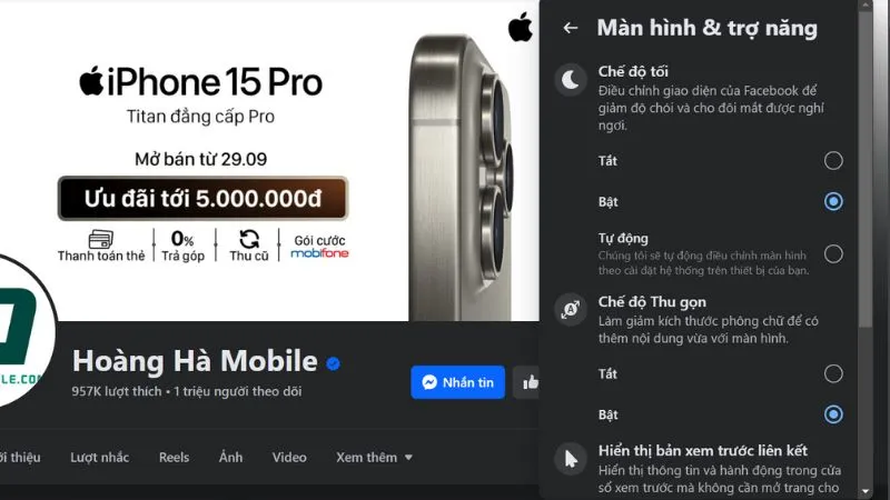 Bước 5 Web: Kích hoạt chế độ tối trên trình duyệt