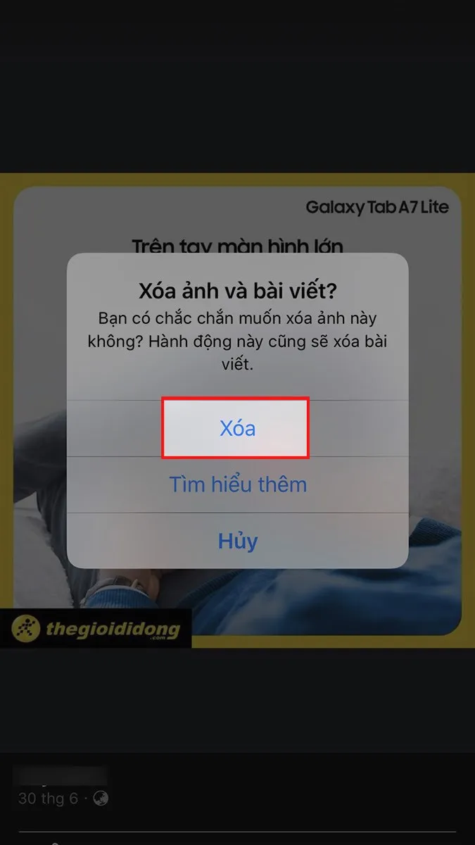 Bước 6: Chọn Xóa