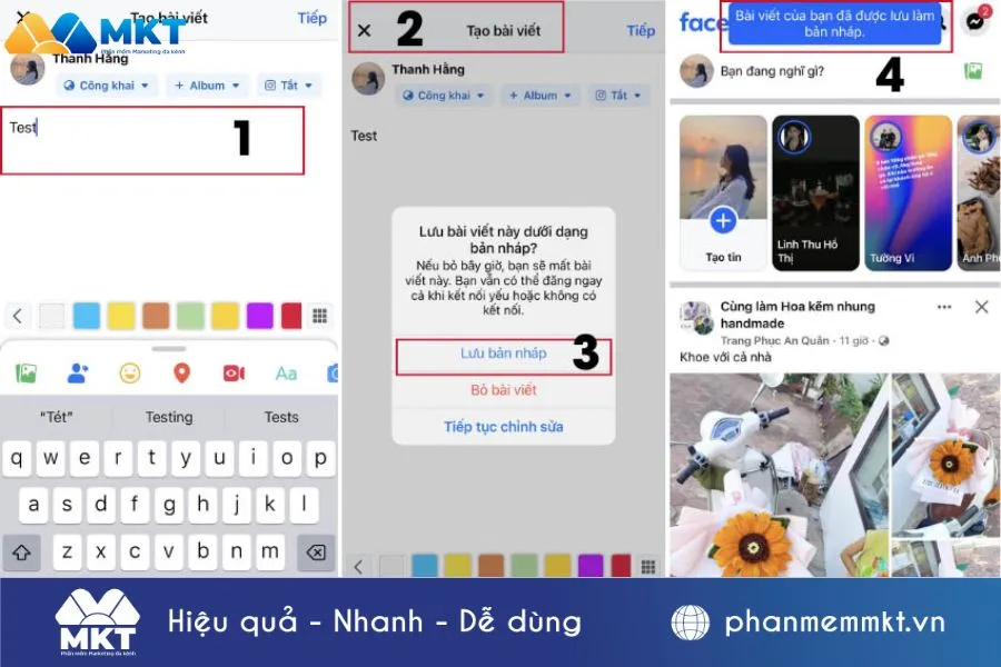 Các bước chi tiết để tạo bản nháp trên Facebook bằng Iphone