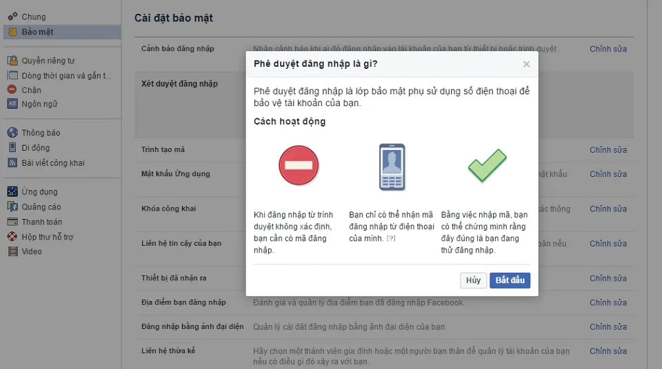 Các bước kích hoạt tính năng xác minh hai bước cho tài khoản Facebook