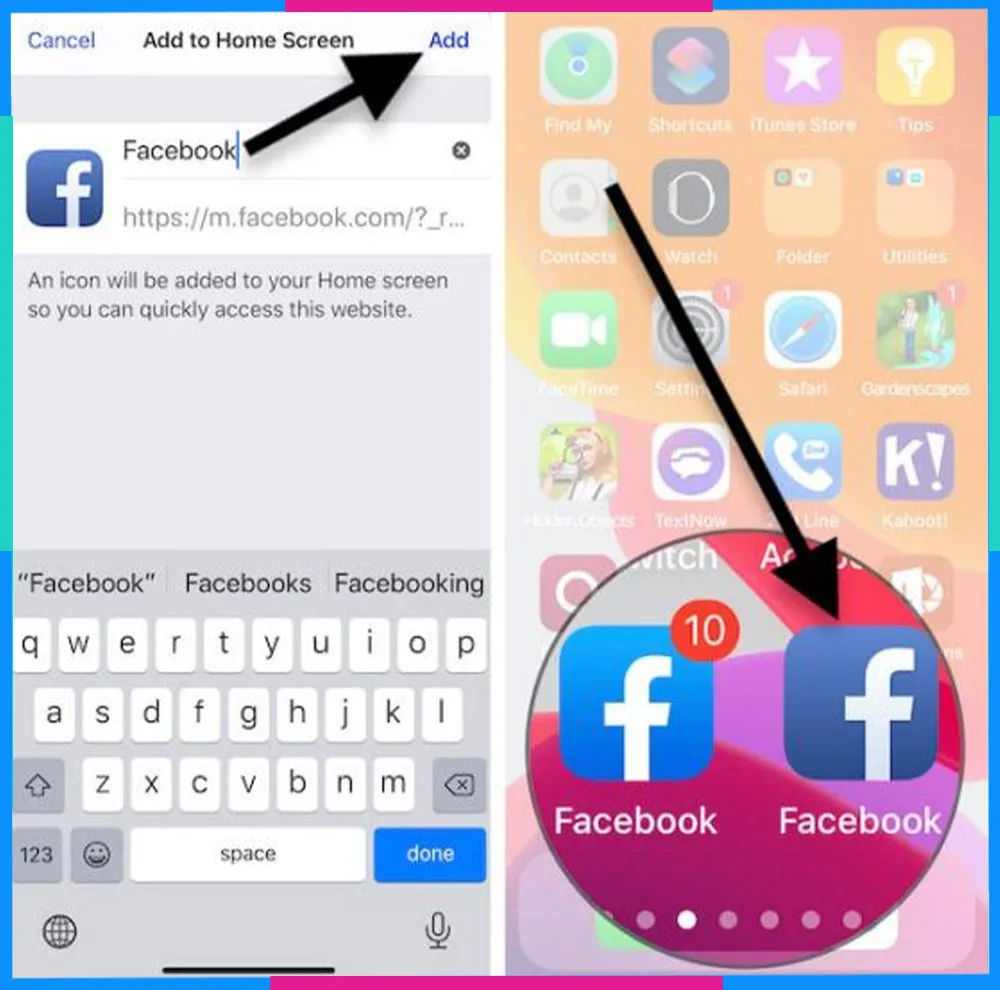 Các bước thêm Facebook vào màn hình chính iPhone qua Safari