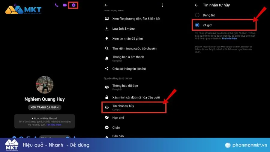 Các bước thiết lập chế độ Tin nhắn tạm thời (Vanish Mode) trên Messenger Android