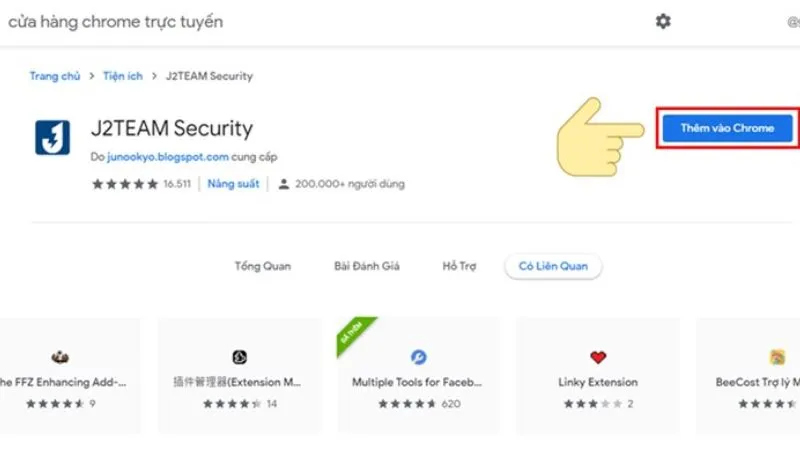 Các bước truy cập cửa hàng tiện ích để cài đặt J2TEAM Security