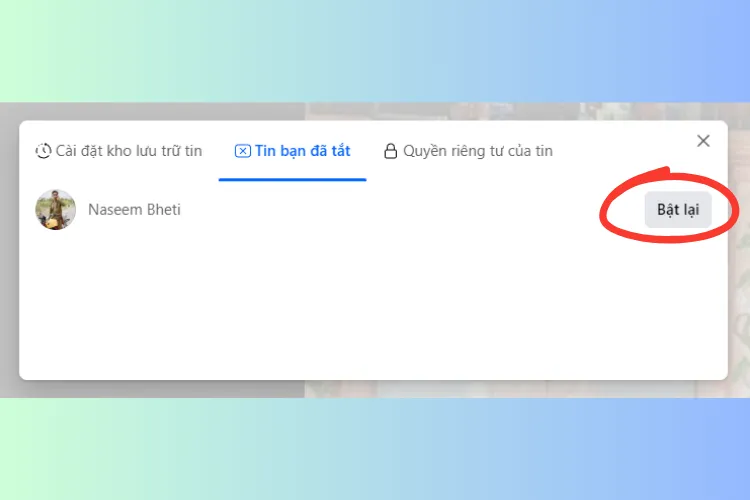 Cách bật lại tin đã ẩn trong Cài đặt tin của Facebook.