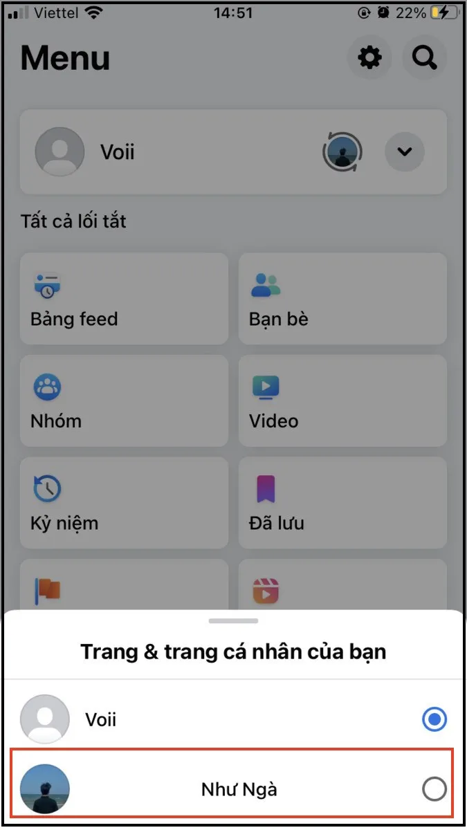 Cách chuyển đổi nhanh chóng giữa các trang cá nhân phụ sau khi tạo một trang Facebook mới