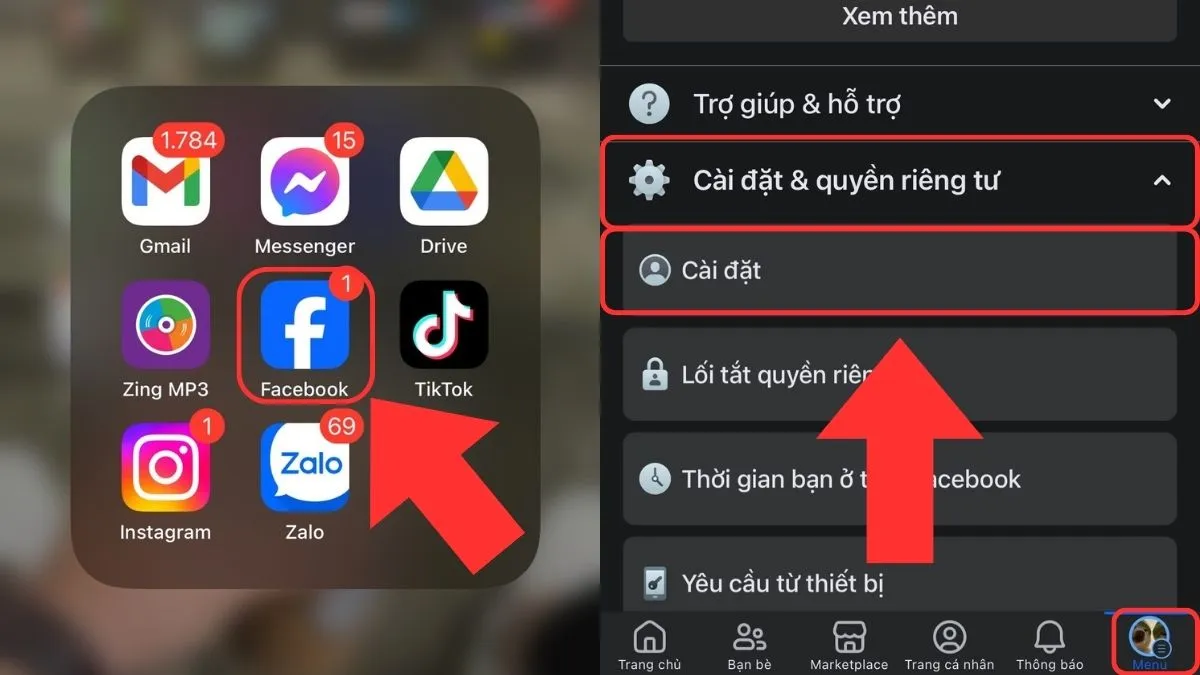 Cách khóa tài khoản Facebook tạm thời bước 1