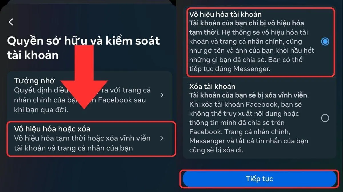 Cách khóa tài khoản Facebook tạm thời bước 3